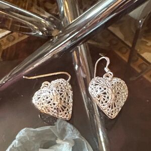 Elegant Sterling Silver 975  Heart Earrings